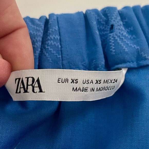 New Zara embroidered off-the-shoulder Eyelet short puff sleeve mini dress XS - Picture 7 of 11